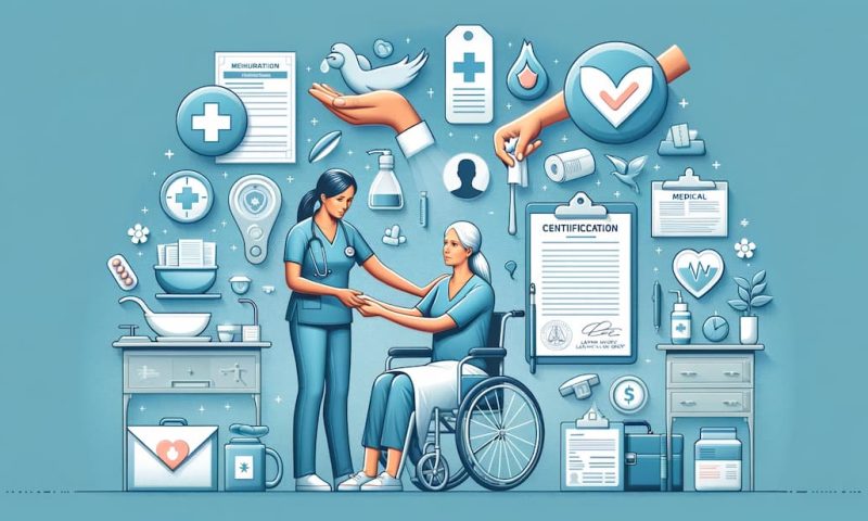 DALL·E 2024-05-15 16.48.15 – A wide illustration showing various aspects of attendant care benefits in Florida. Include a professional caregiver helping an injured worker with dai Attendant Care Benefits